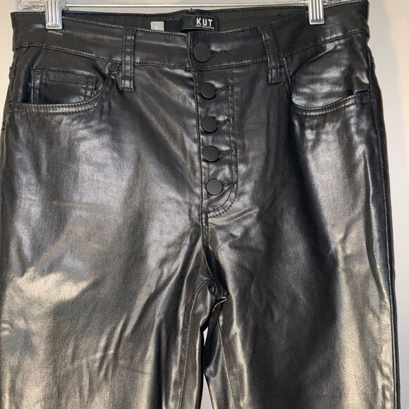 Kut from the Kloth “Mia High Rise Skinny” Button Fly Faux Leather Pants Sz 6 #72 - Picture 2 of 9